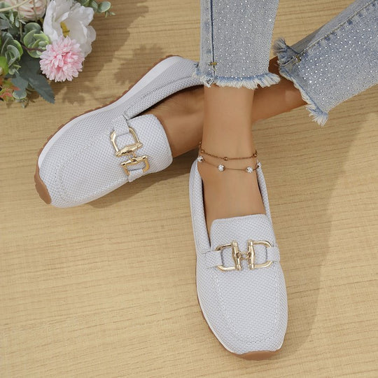 Damen Slip-On Sneakers mit luftigem Netzdesign und elegantem Schmuckverschluss R&B