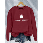 Damen Sweatshirt mit lässigem Gruselmotiv und weichem Innenfleece