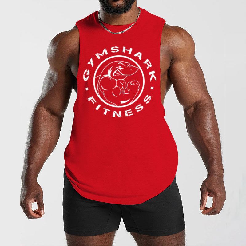 Herren nan ärmelloses Muskelshirt mit extra tiefen Armöffnungen und großem Logodruck R&B