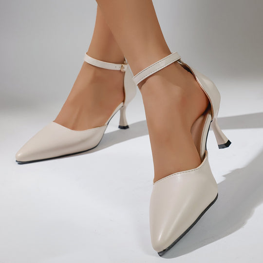Damen elegante Slingback-Pumps mit schmalem Absatz und modischem Knöchelriemen R&B