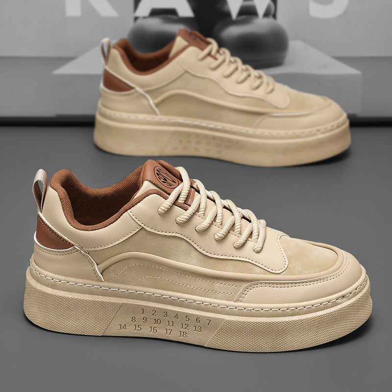 Damen modische Sneakers mit erhöhtem Plateau und robustem Leder R&B