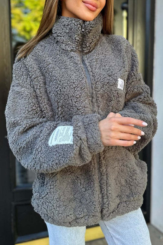 Damen Kuschelige Fleecejacke mit hohem Kragen und praktischen Taschen R&B