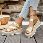 Damen Komfortable Plattform-Sandalen mit modischem Krokodil-Prägung R&B