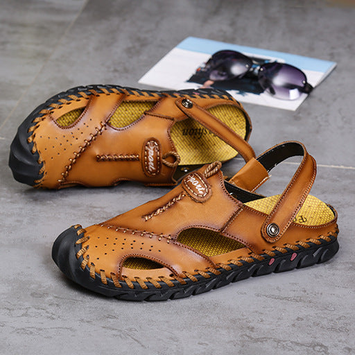 Damen Sportliche Ledersandalen mit elastischem Riemen und stoßdämpfender Sohle R&B