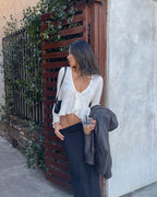 Damen Luftiges Crop-Top mit femininer Schnürung und lässigem Design R&B