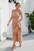 Damen Maxikleid mit einseitigem Träger und hohem Schlitz R&B