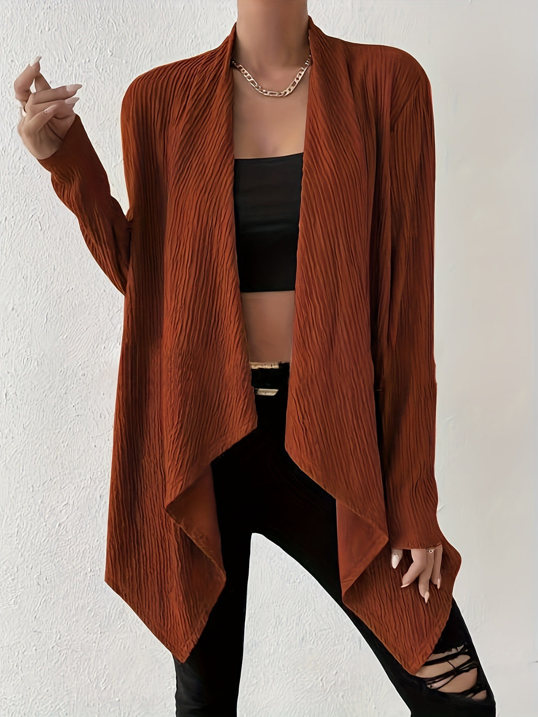Damen Lässige Strickjacke mit modernem Waffelmuster R&B
