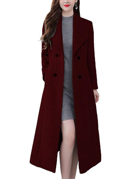Damen Lange Wollmantel R&B