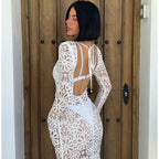 Damen gehäkeltes Blumen-Minikleid R&B