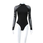 Damen Body mit transparenten Ärmeln und R&Brnem Stehkragen R&B