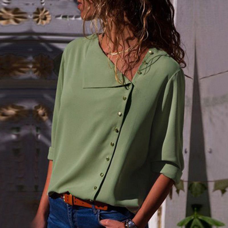 Damen Button-Up Relaxed Fit Bluse R&B