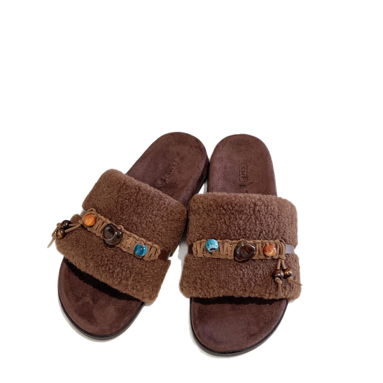 Damen Slipper mit kuscheligem Futter und dekorativer Perlenapplikation EB