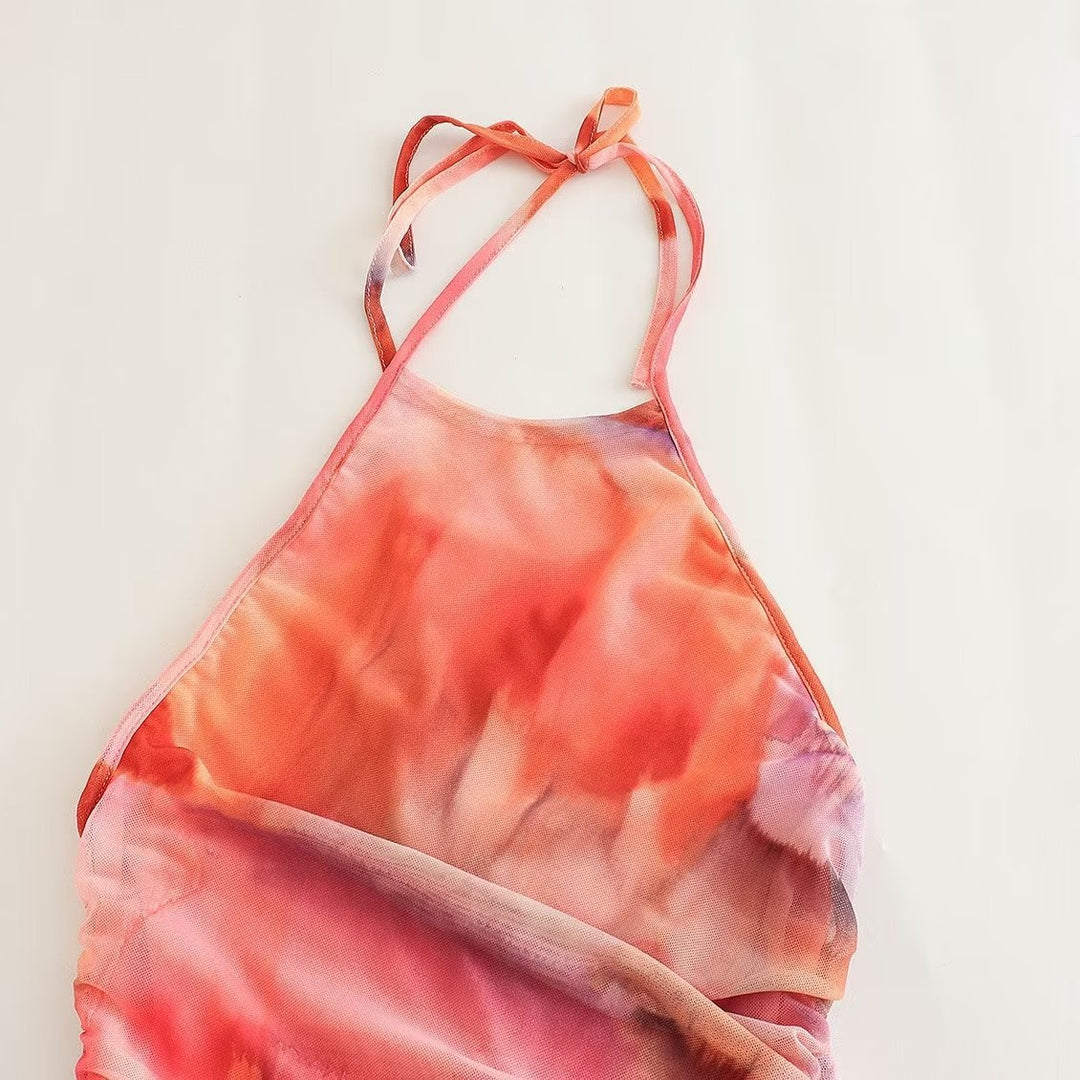 Damen Sommerkleid mit elegantem Rückenausschnitt und modernem Farbverlauf R&B