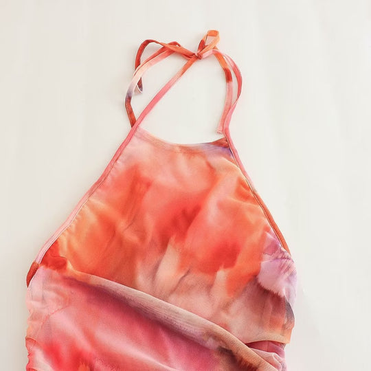 Damen Sommerkleid mit elegantem Rückenausschnitt und modernem Farbverlauf R&B