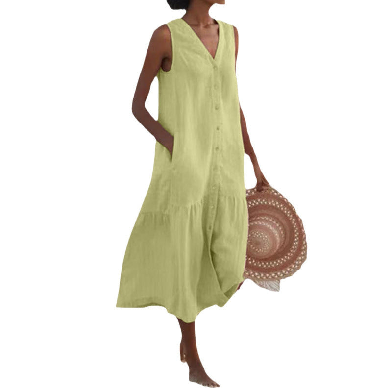 Damen Sommerliches Leinenkleid R&B