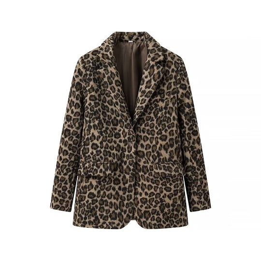 Damen elegante Leopardenblazerjacke R&B