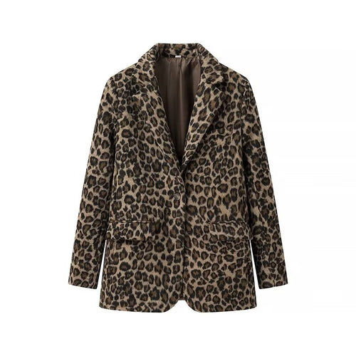 Damen elegante Leopardenblazerjacke R&B