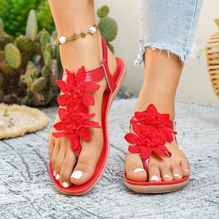 Damen Sandalen mit floralem Dekor und strapazierfähigem Fersenteil R&B