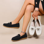 Damen bequeme Mokassins mit modischem Schmuckelement R&B