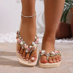 Damen Elegante und florale Zehentrenner-Sandalen R&B