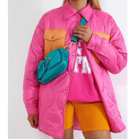 Damen gesteppte Übergangsjacke mit auffälligen Taschen und modischem Schnitt R&B