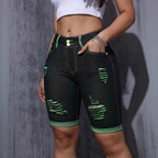 Damen Jeansshorts mit kreativen Cut-Outs und trendiger Waschung R&B