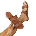 Damen Geflochtene Riemchen-Sandalen mit komfortablem Fußbett und rutschfester Sohle R&B