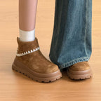 Damen Stiefeletten aus weichem Wildleder mit Dekorativem Rippensaum R&B