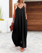 Damen Maxikleid mit v-ausschnitt und fließendem Schnitt R&B