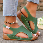 Damen Komfortable Keil-Sandalen mit modischen Ausschnitten R&B
