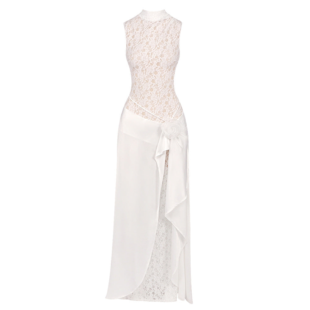 Damen Elegantes Hochzeitskleid mit Spitze und schwingendem Rock R&B