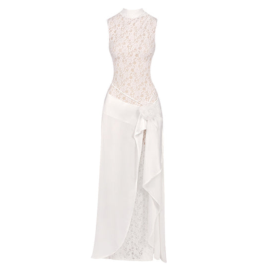 Damen Elegantes Hochzeitskleid mit Spitze und schwingendem Rock R&B