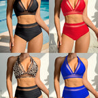 Damen Hochtaillierter Bikini mit transparenten Einsätzen und raffiniertem Schnitt R&B