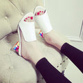 Damen Plateau-Pantolette mit modischem Riemendesign und buntem Blockabsatz R&B