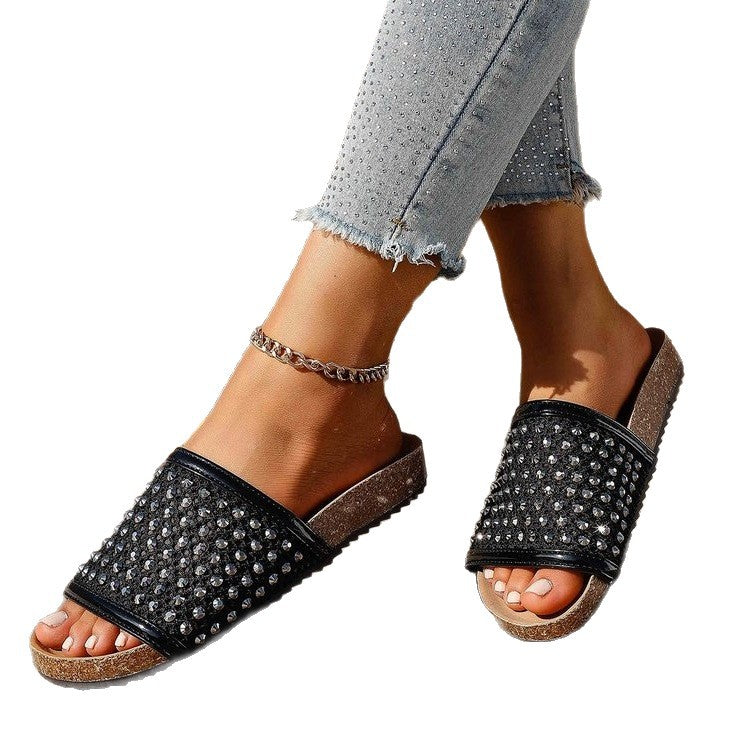 Damen modische Sandalen mit glitzernden Applikationen R&B