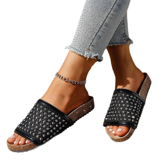 Damen modische Sandalen mit glitzernden Applikationen R&B