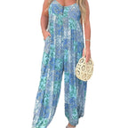 Damen Verspielter Maxijumpsuit mit floralem Muster und praktischen Taschen R&B