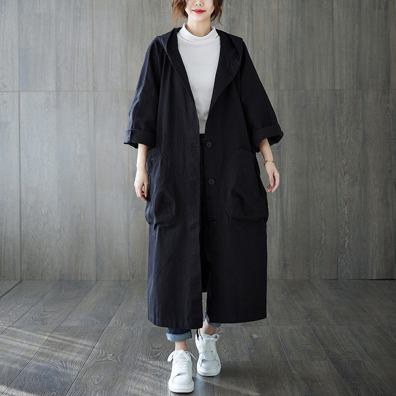 Damen Oversized Kapuzenmantel mit praktischen Taschen R&B