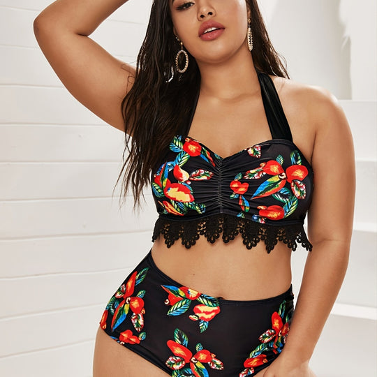 Damen Zweiteiliges Badeanzug-Set mit floralem Design R&B