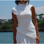 Damen Maxikleid mit innovativem Wickeldesign und eleganter Drapierung R&B
