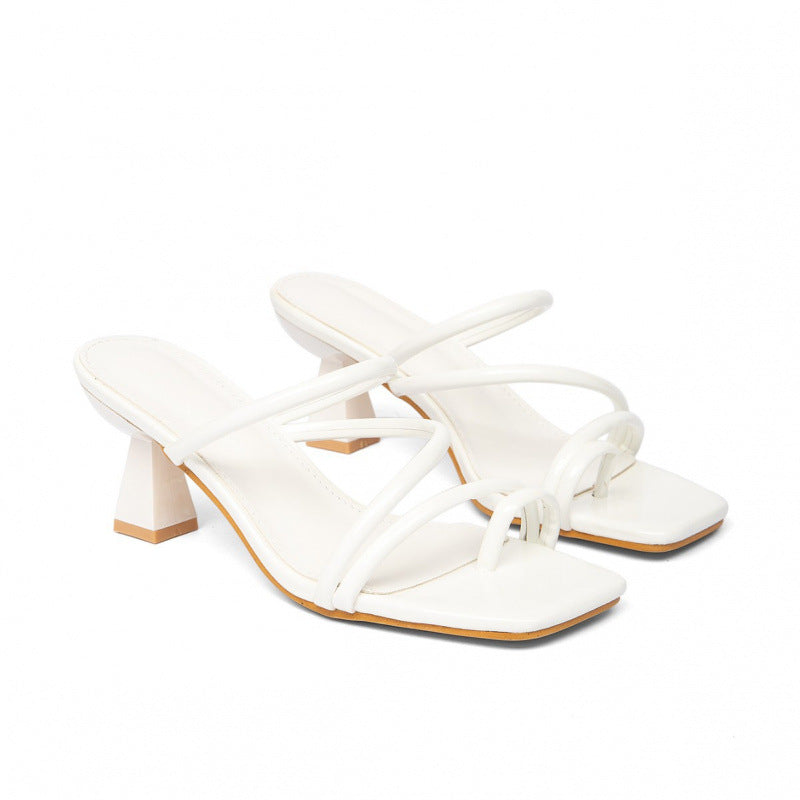 Damen modische Riemchen-Sandalen mit quadratischer Zehenpartie und stabilem Blockabsatz R&B