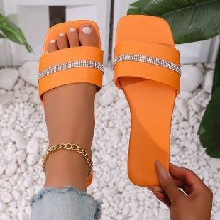 Damen modische Slides mit glitzerndem Riemen R&B