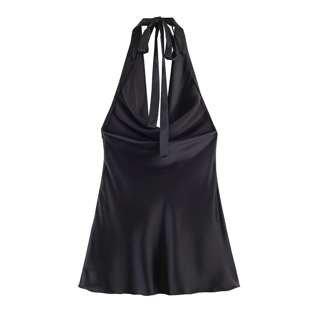 Damen Chic Haltertop aus hochwertigem Satin R&B