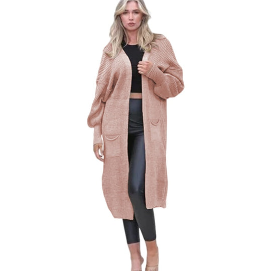 Damen Langarm-Strickcardigan mit edlem Strukturdesign und praktischen Taschen R&B