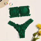 Damen Bandeau-Bikini mit gerafftem Design und Seitenschnürung R&B