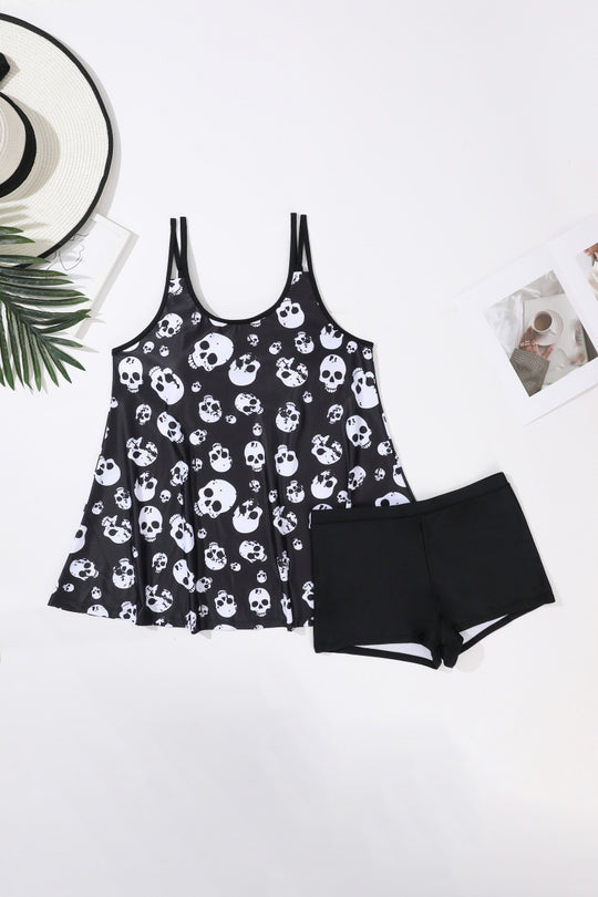 Damen Tankini mit verspieltem Totenkopf-Muster R&B