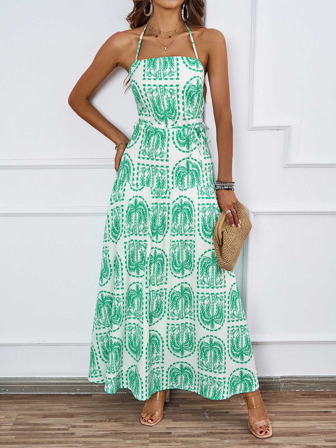 Damen Maxi-Kleid mit verspieltem Muster und eleganter Silhouette R&B
