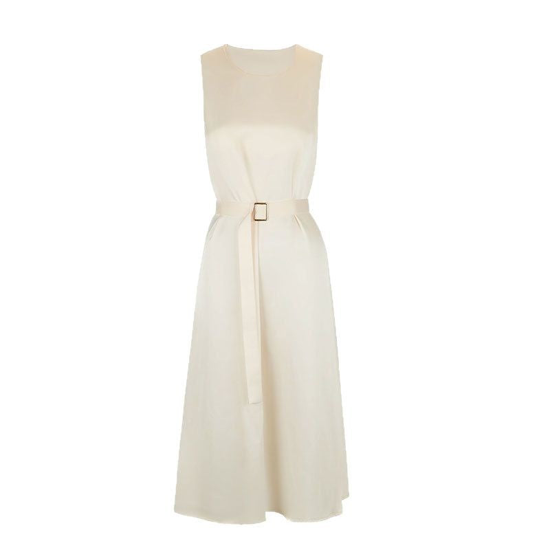 Damen Elegantes Midikleid mit Taillengürtel und fließendem Schnitt R&B