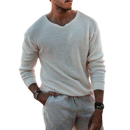 Herren Pullover mit V-Ausschnitt und strukturiertem Design R&B