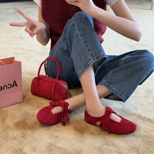 Damen Mokassins mit elegantem Knoten-Design und hochwertiger Wildleder-Oberfläche R&B